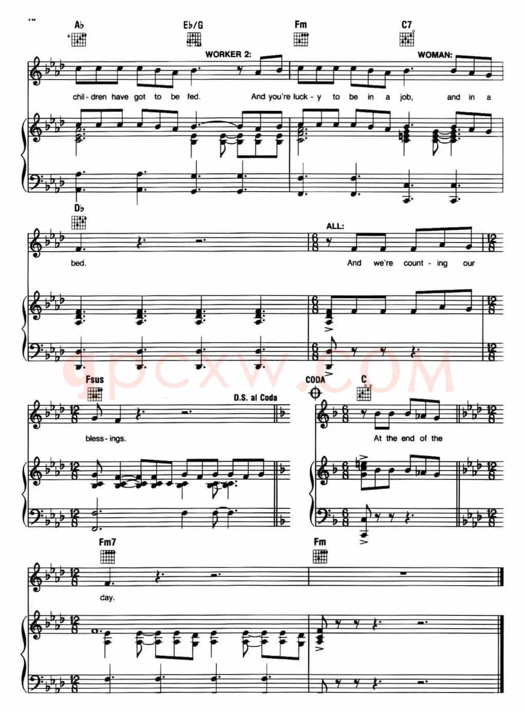 At the End of the Day (音乐剧《悲惨世界》(Les Miserables)选曲、正谱 )