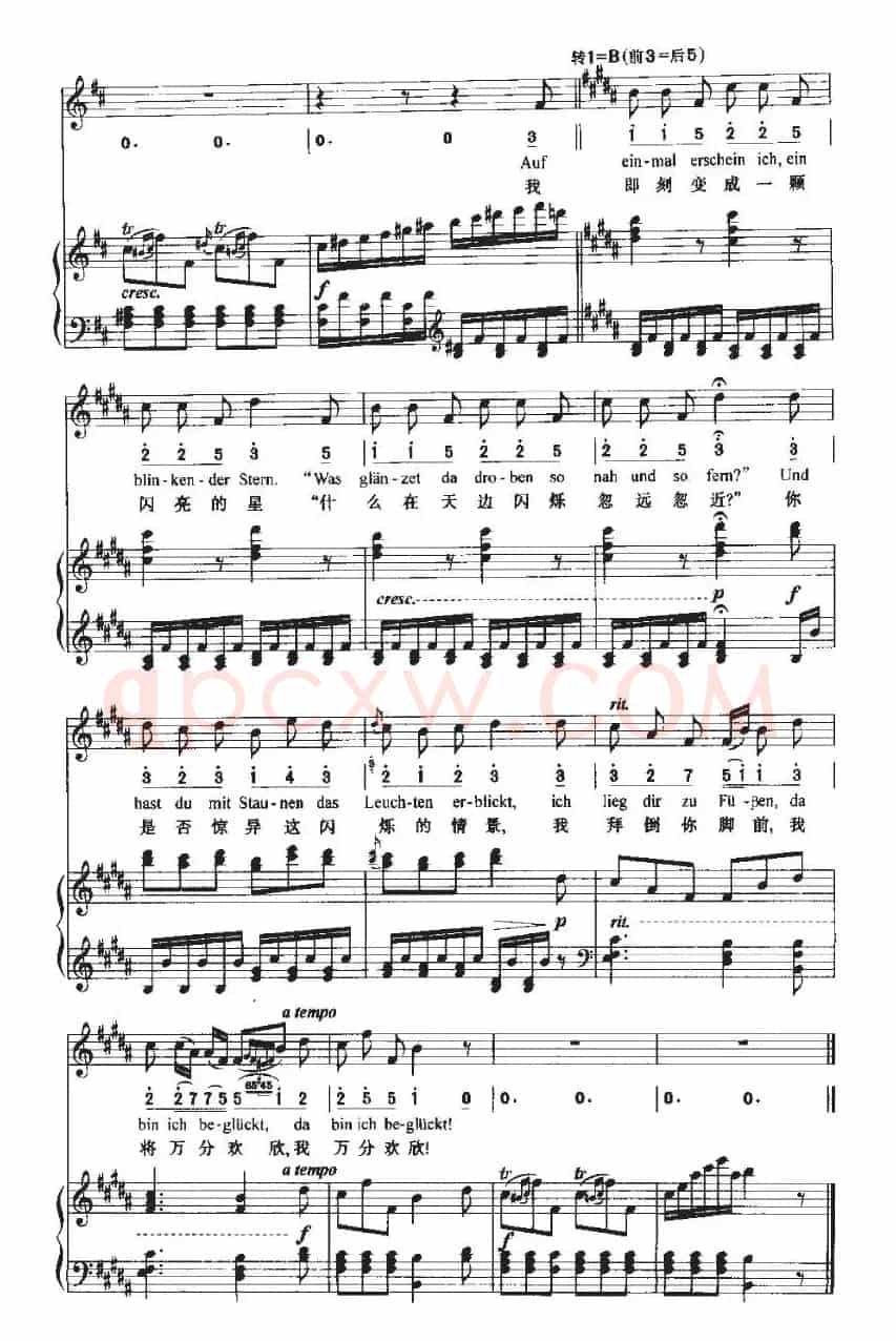 Sehnsucht（渴望 ）（中外文对照、正谱+简谱）