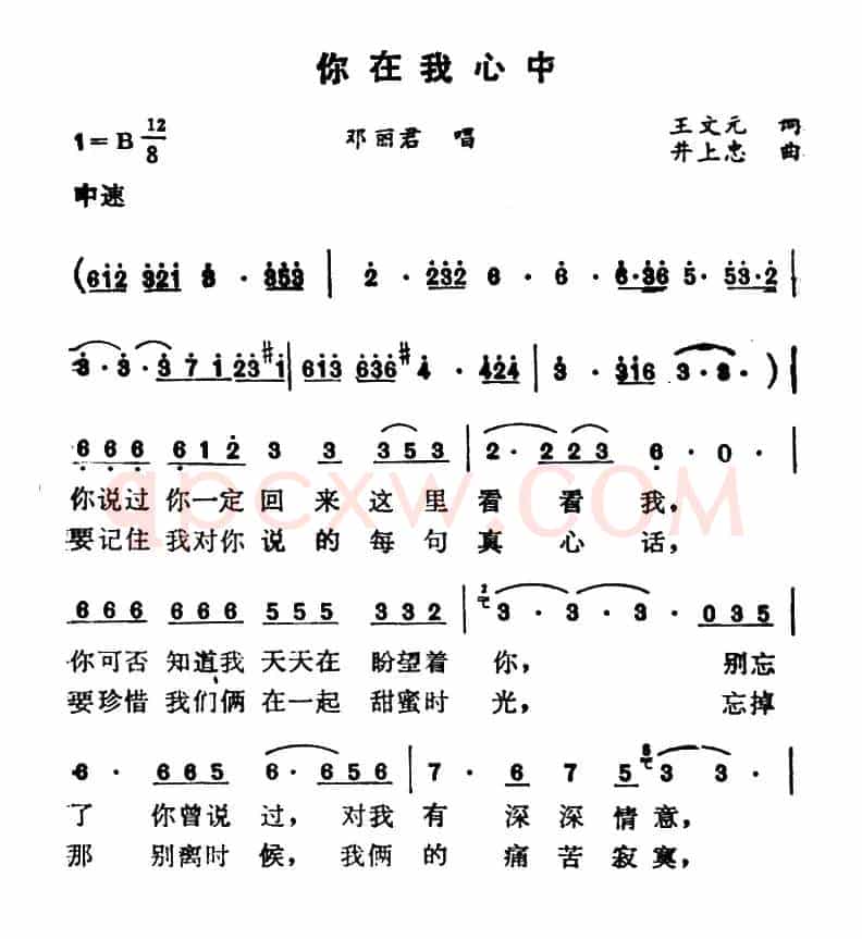 你在我心中(王文远词 井上忠夫曲)