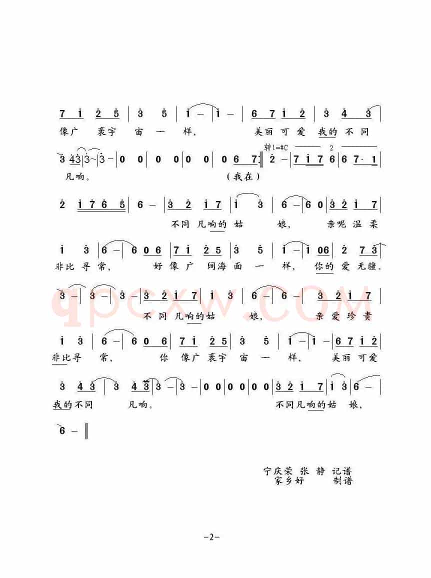 不同凡响Необыкновенна...（中俄简谱）