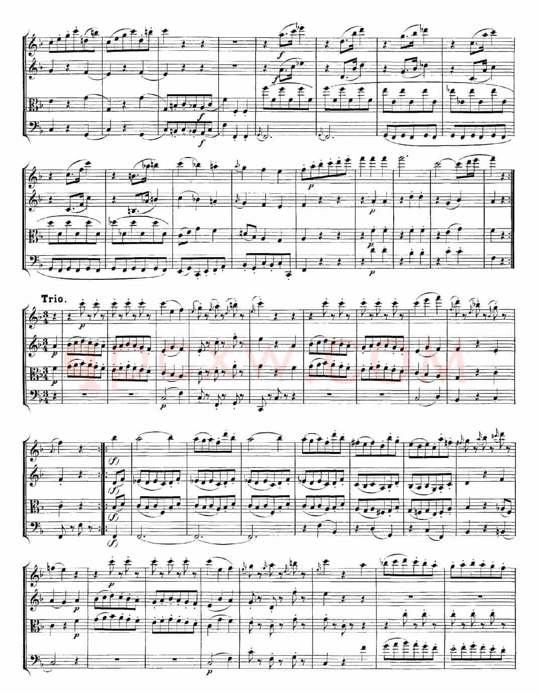Mozart《Quartet No.23 in F Major，K.590》（总谱）