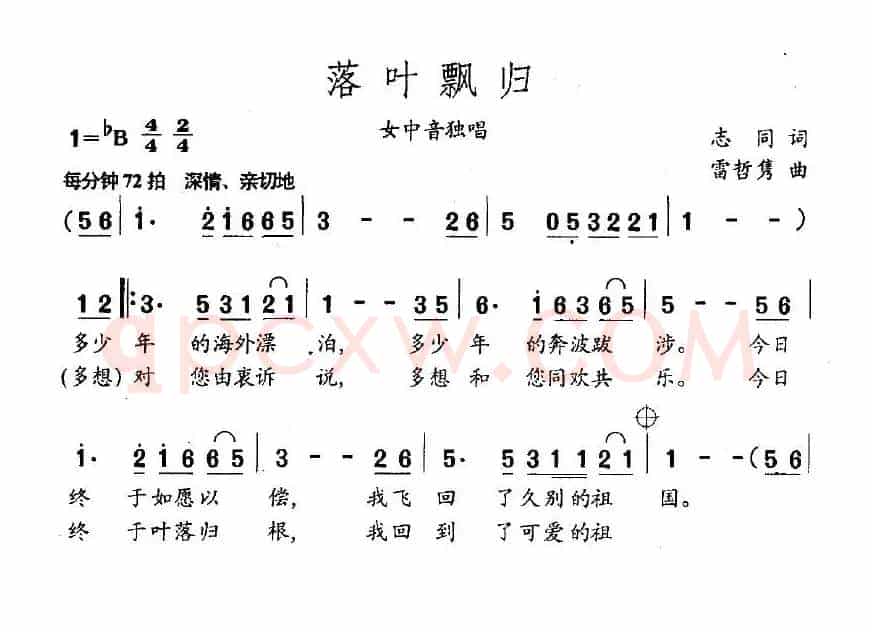 落叶飘归（志同词 雷哲隽曲）