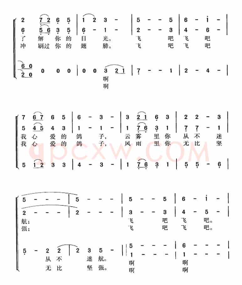 飞吧，鸽子（洪源词 王立平曲 冯晓阳编合唱）
