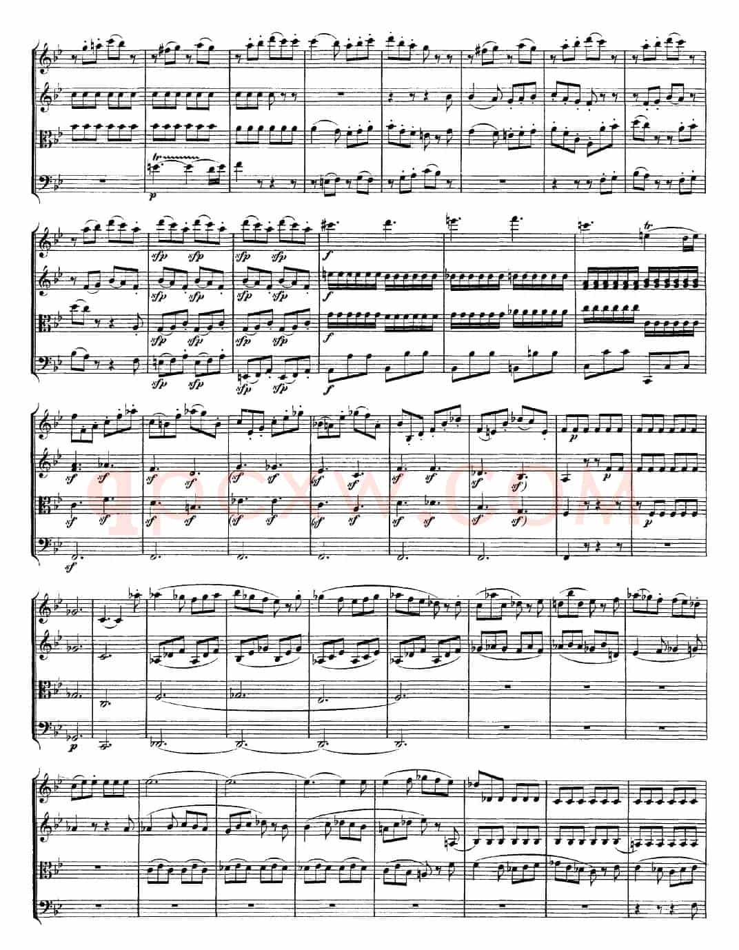 Mozart《Quartet No.22 in Bb Major，K.589》（总谱）