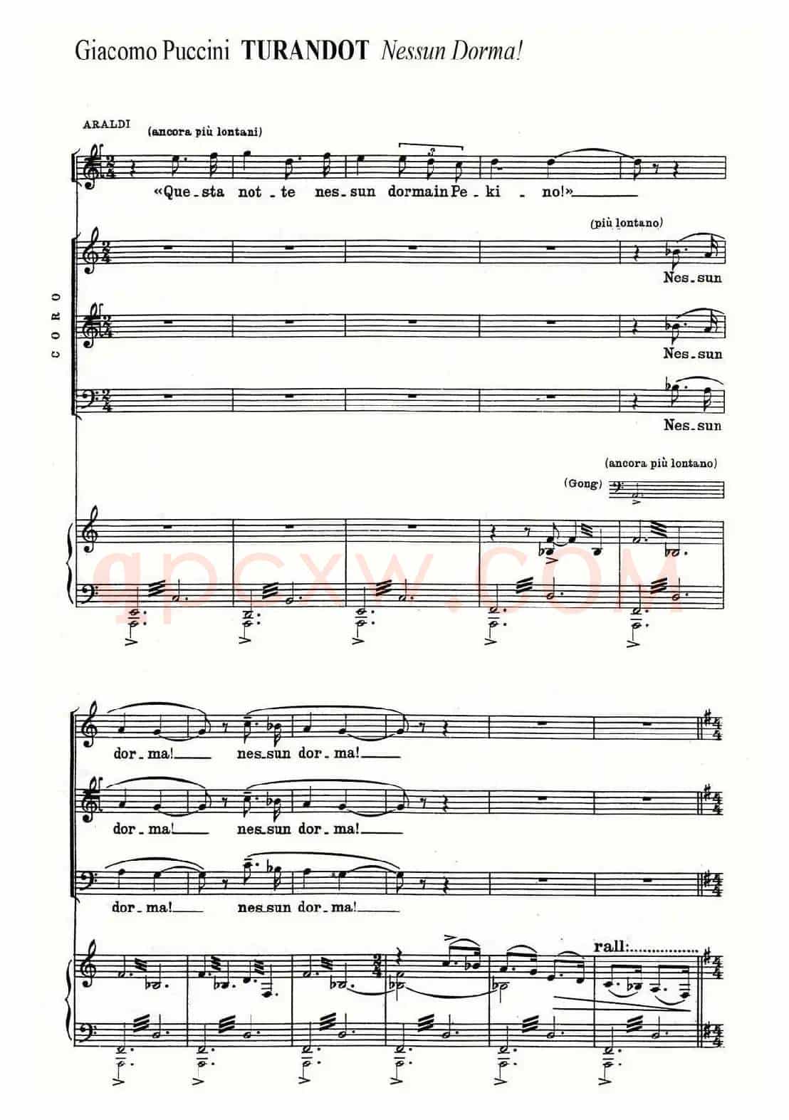 [意]今夜无人入眠（歌剧《图兰朵》选曲、合唱与钢琴伴奏）