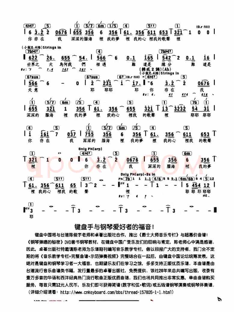 我的歌声里（编配乐谱）
