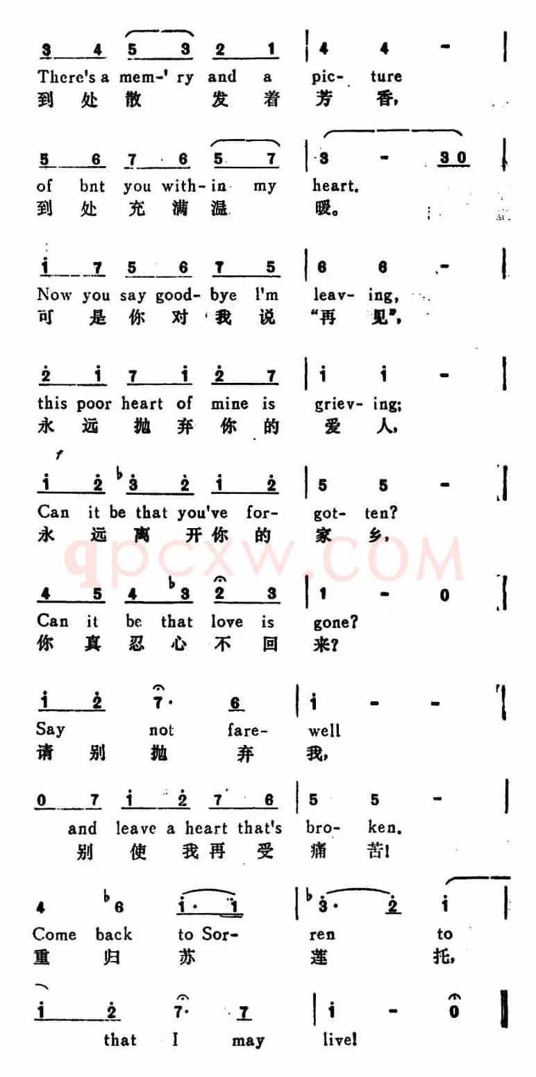 [意]重归苏莲托（Come Back to Sorrento）（汉英文对照）