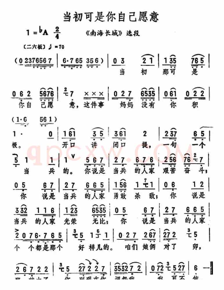 当初可是你自己愿意（《南海长城》选段）
