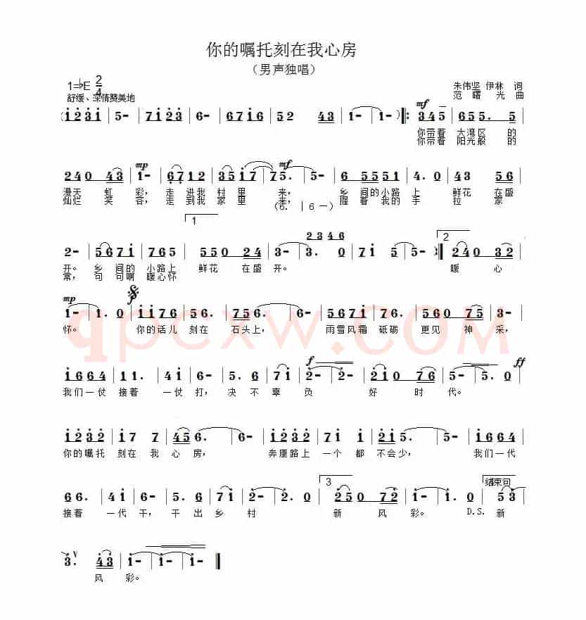 你的嘱托刻在我心房