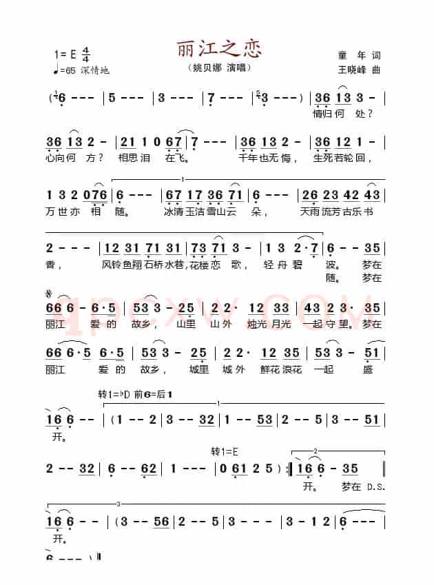 丽江之恋（童年词 王晓峰曲）
