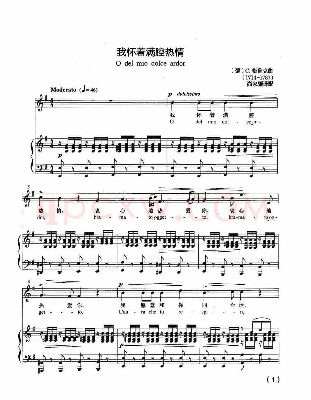[意] 我怀着满腔热情（中外文对照、正谱）