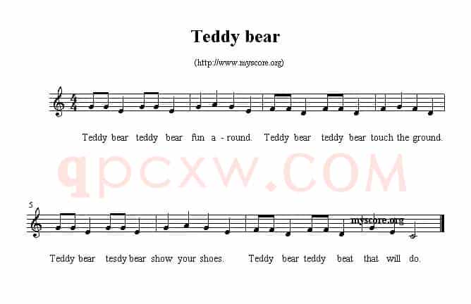 Teddy bear(英文儿歌、五线谱)