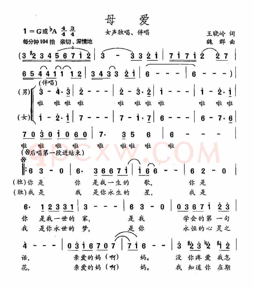 母爱（王晓岭词 魏群曲、独唱+伴唱）