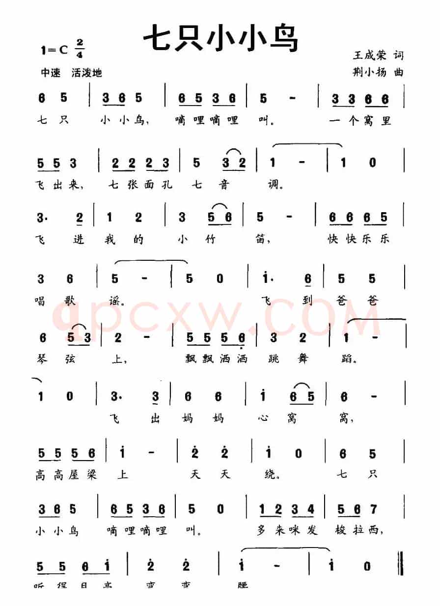 七只小小鸟（王成荣词 荆小扬曲）