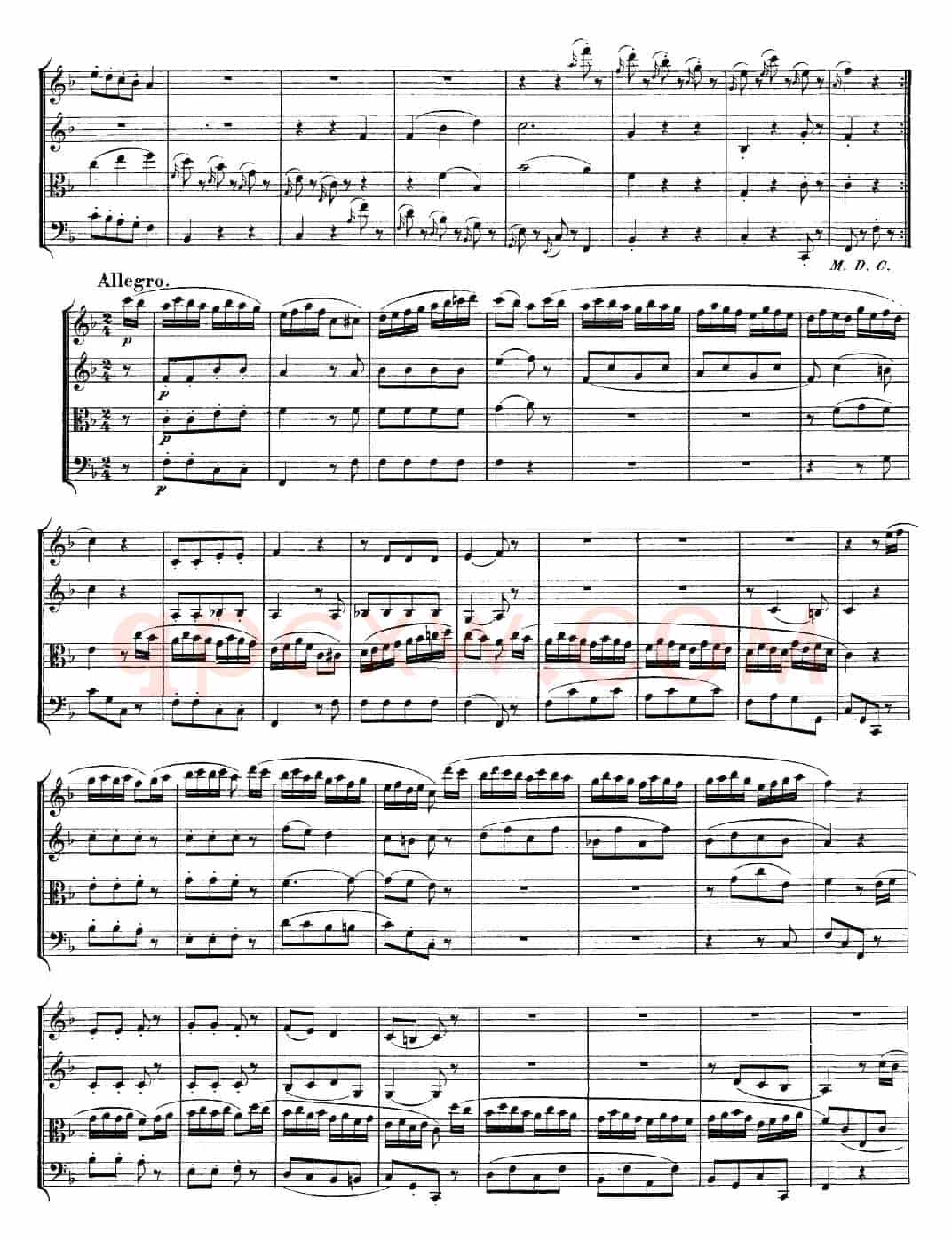 Mozart《Quartet No.23 in F Major，K.590》（总谱）