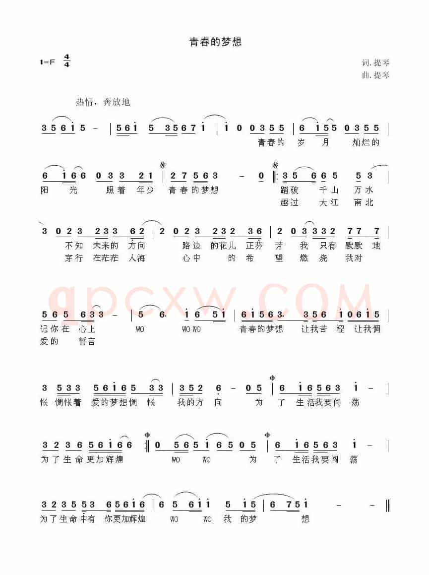 青春的梦想（张提琴 词曲）