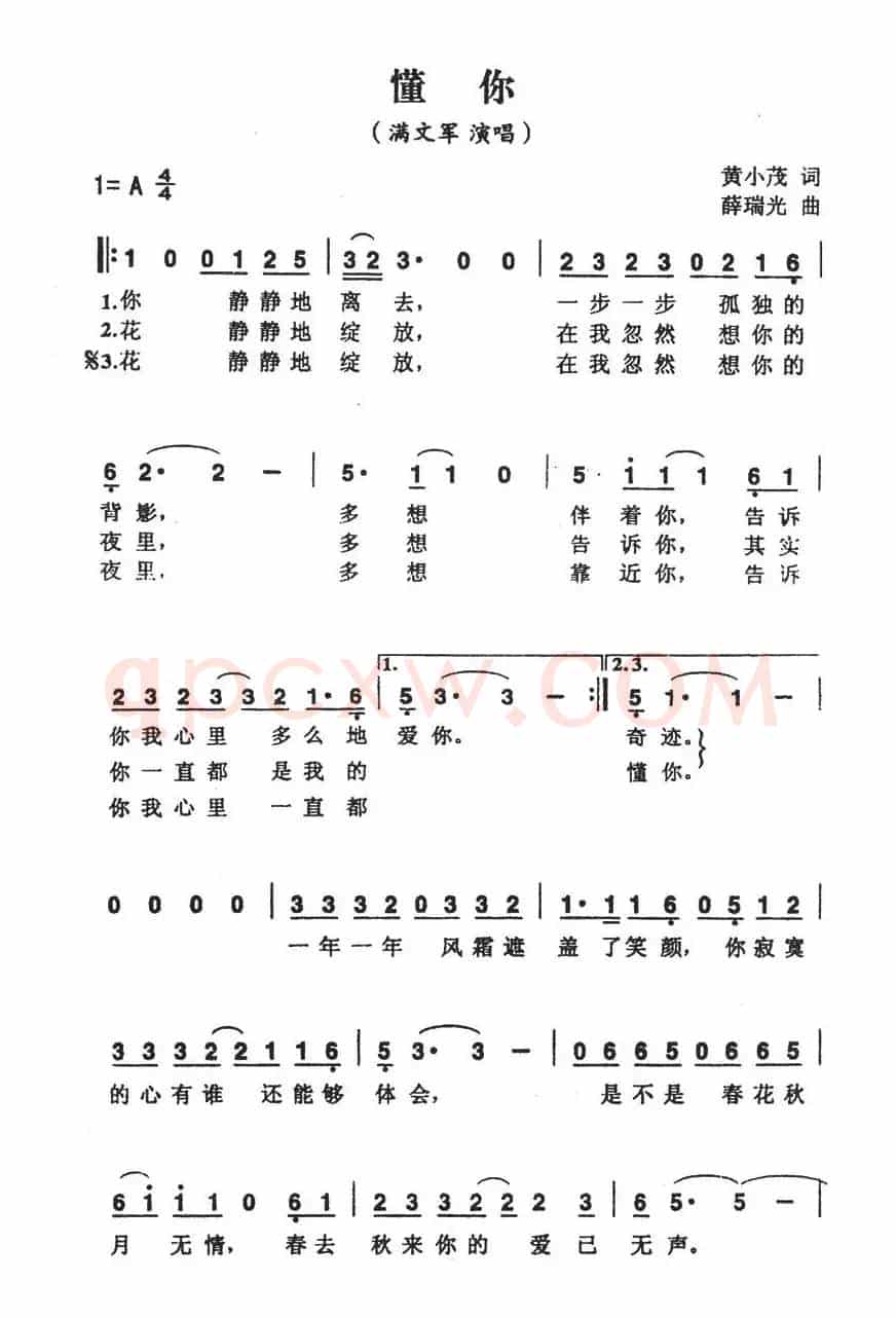 懂你（黄小茂词 薛瑞光曲）