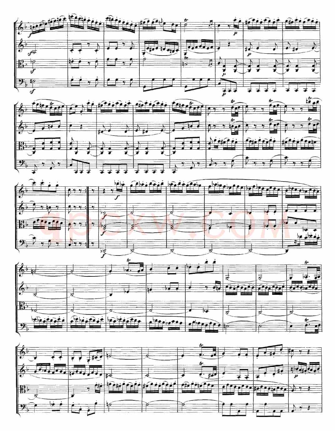 Mozart《Quartet No.23 in F Major，K.590》（总谱）