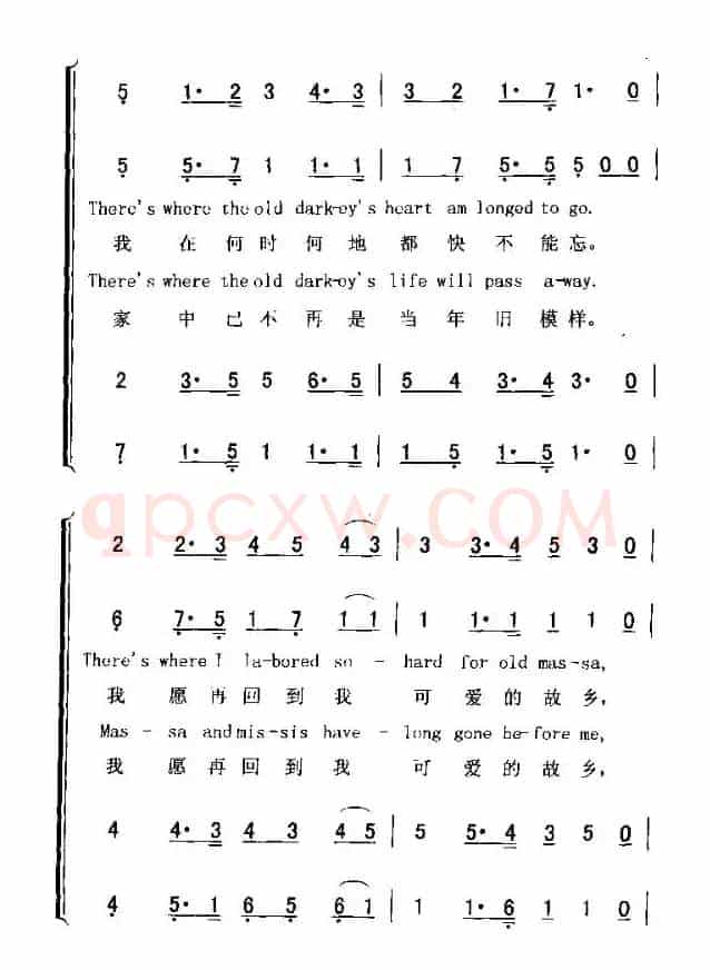 CARRY ME BACK TO OLD VRGINY（我愿再回到故乡）