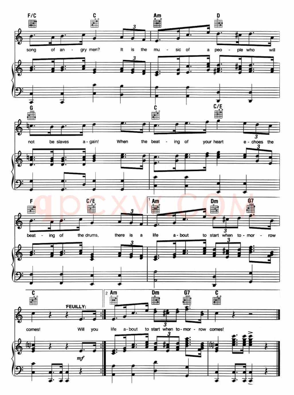 Do You Hear the People Sing? (音乐剧《悲惨世界》(Les Miserables)选曲、正谱 )