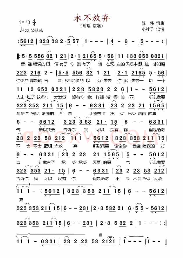 永不放弃（陈伟词曲）