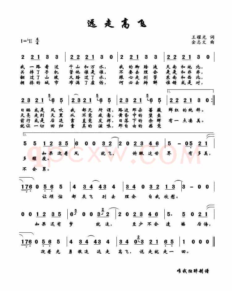 远走高飞（王耀光词 金志文曲）