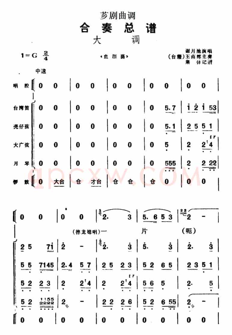 [芗剧曲调]合奏总谱：大调（选自《血泪荡》）