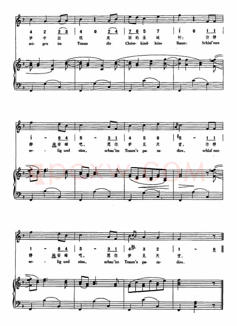 摇篮曲（勃拉姆斯曲、正谱、线简谱、中外文对照版）