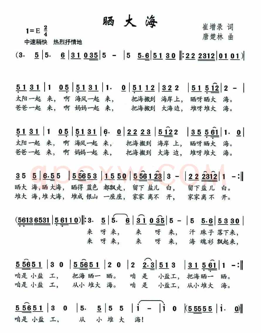 晒大海（崔增录词 唐楚林曲）
