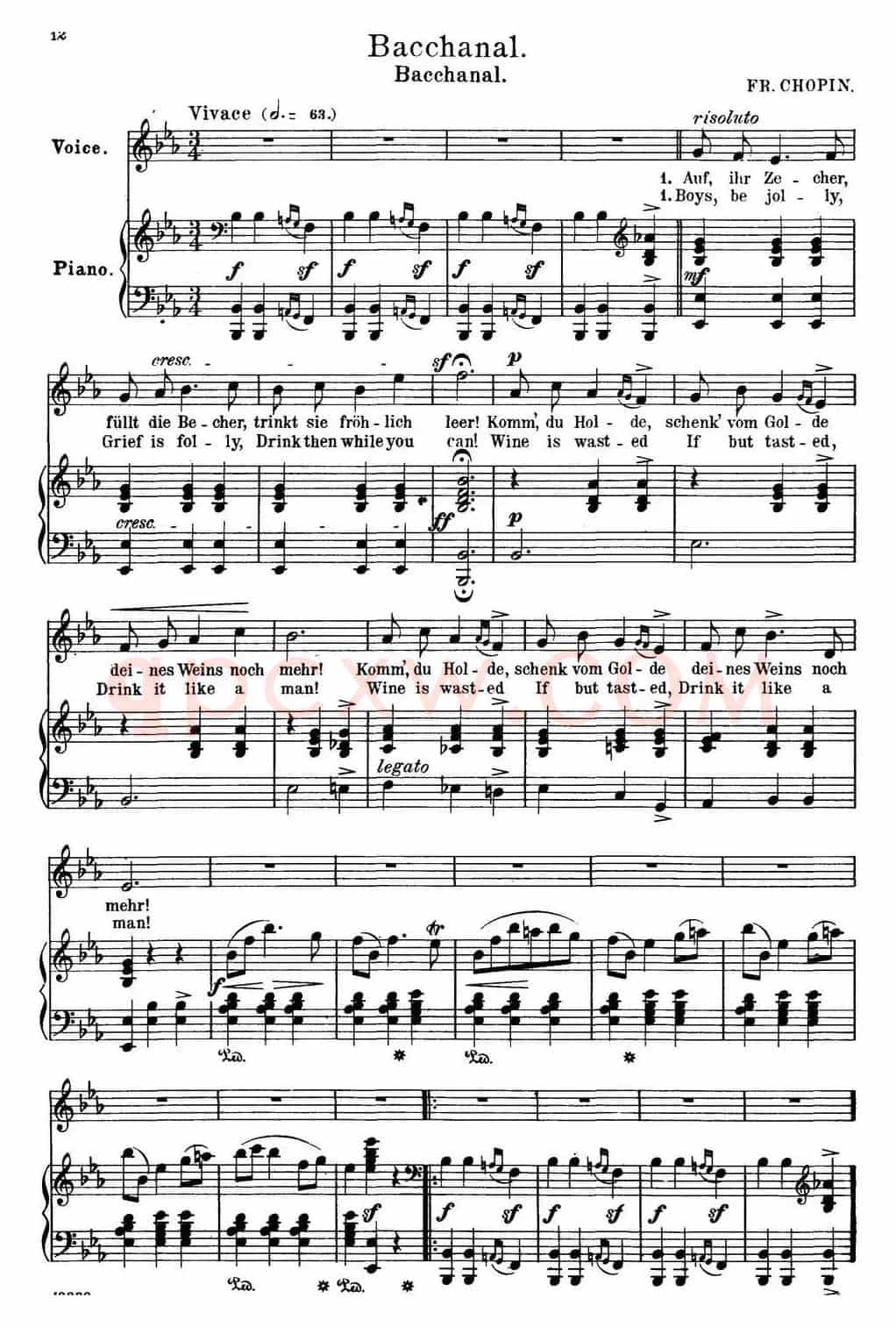 Chopin-17 Polish Songs Op.74,No.4(Bacchanal. Bacchanal.)(钢琴伴奏谱)
