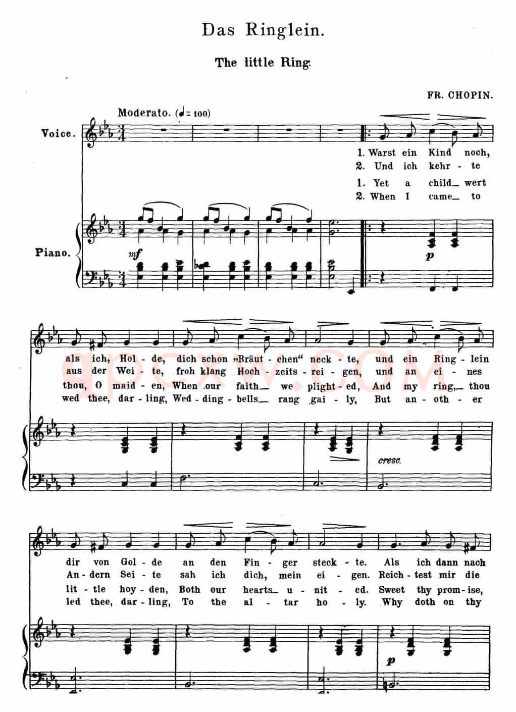 Chopin-17 Polish Songs Op.74,No.14(Das Ringlein. The little Ring.)(钢琴伴奏谱)