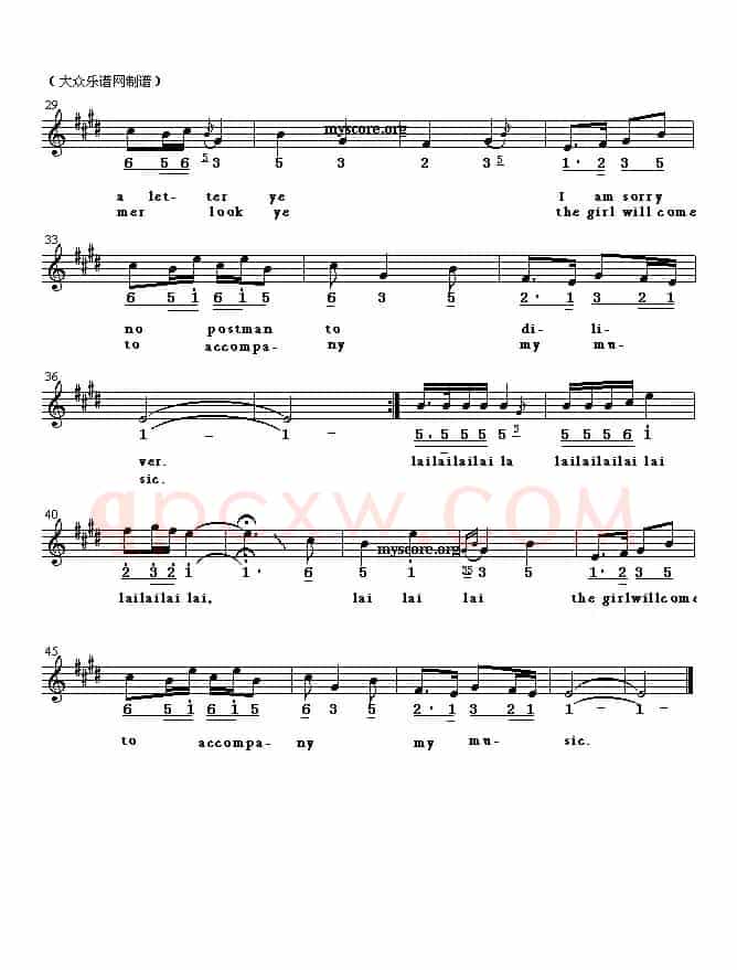 Night of the prairie（草原之夜）（英译中文歌曲、线简谱混排版）