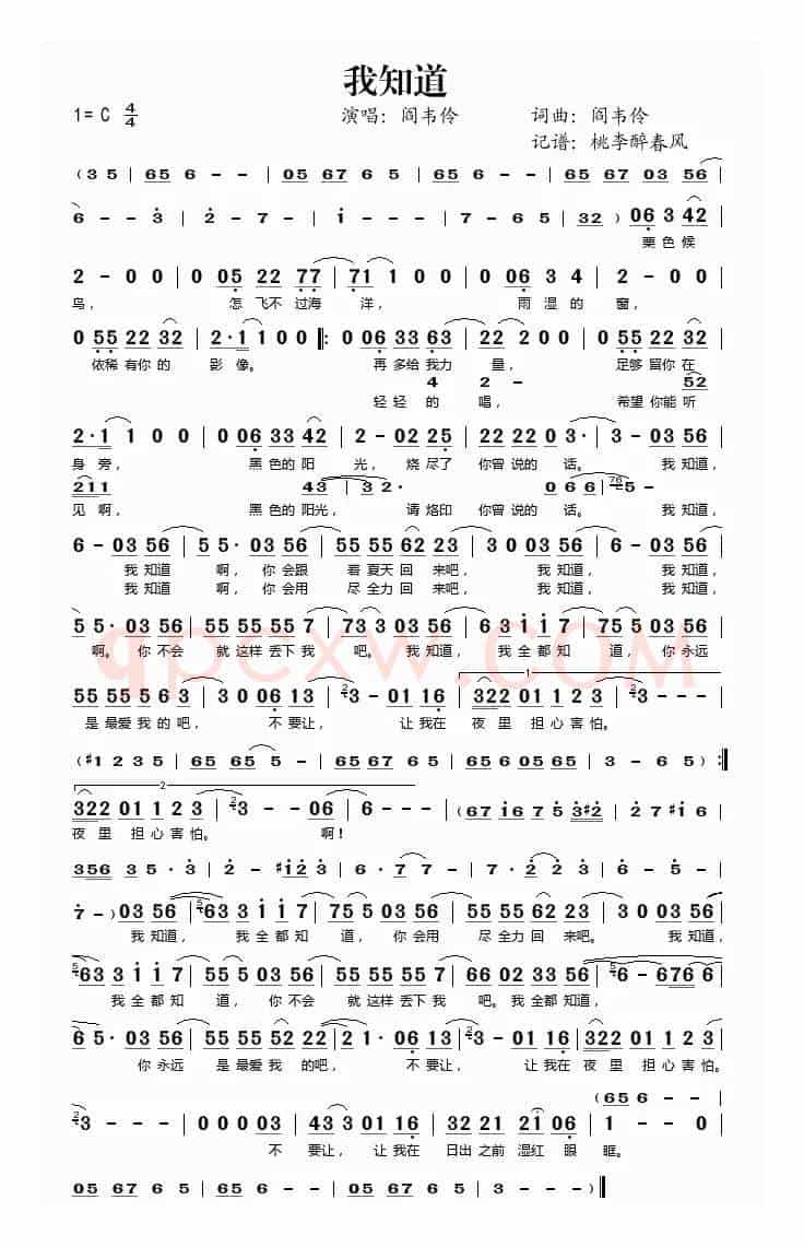 我知道（阎韦伶词曲）