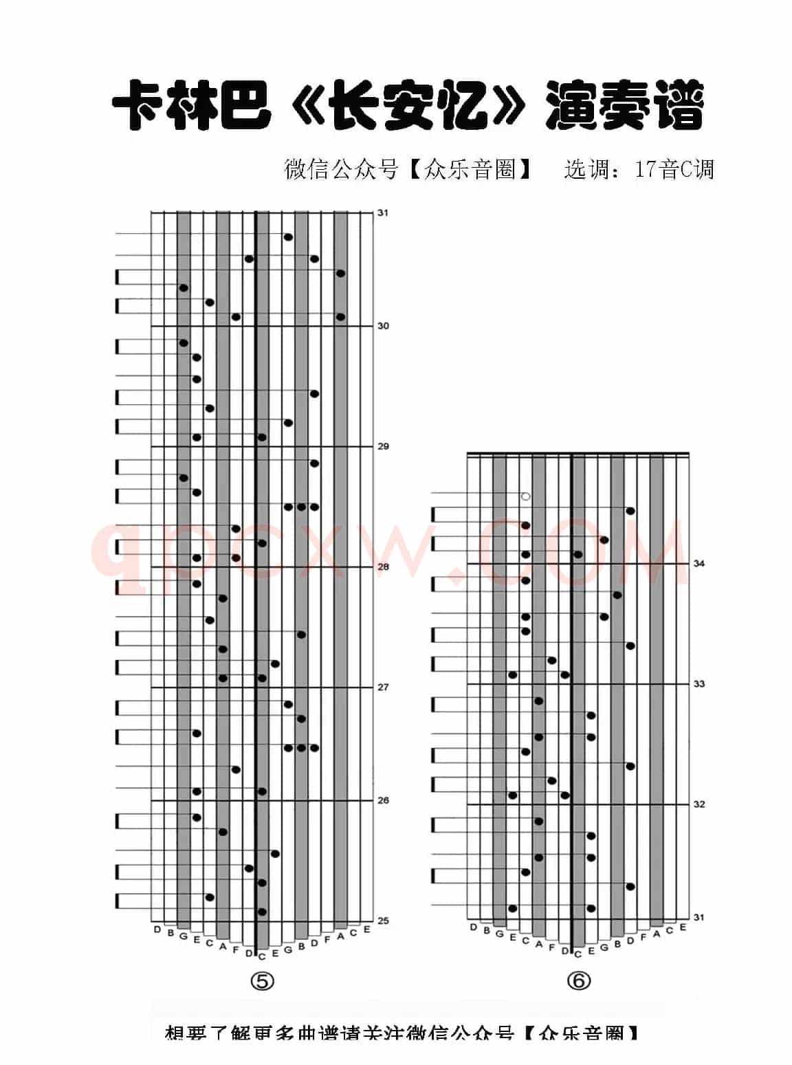 长安忆（拇指琴卡林巴琴专用谱）