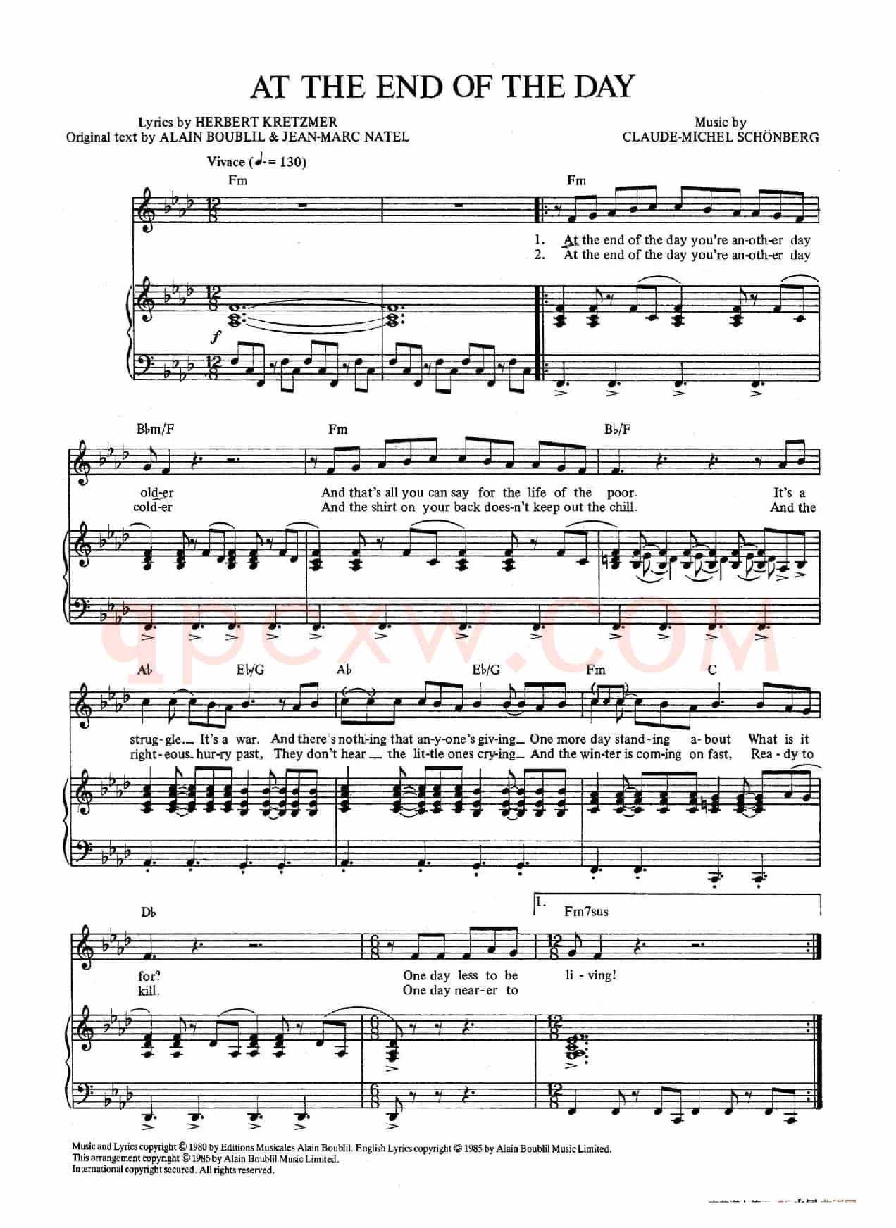 At the End of the Day (音乐剧《悲惨世界》(Les Miserables)选曲、正谱 )