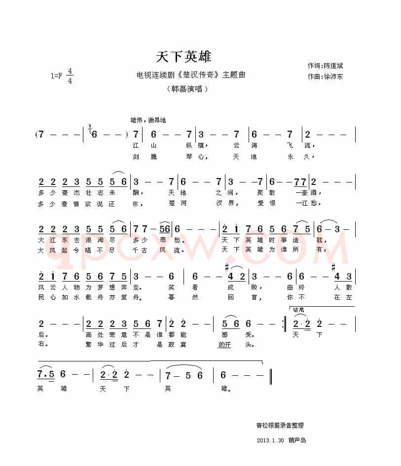 天下英雄(电视连续剧《楚汉传奇》主题歌)