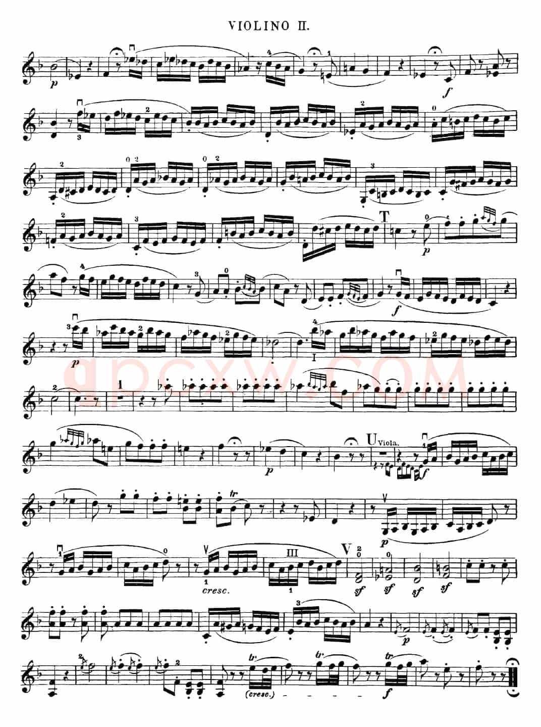 Mozart《Quartet No.23 in F Major,K.590》(Violin 2分谱)