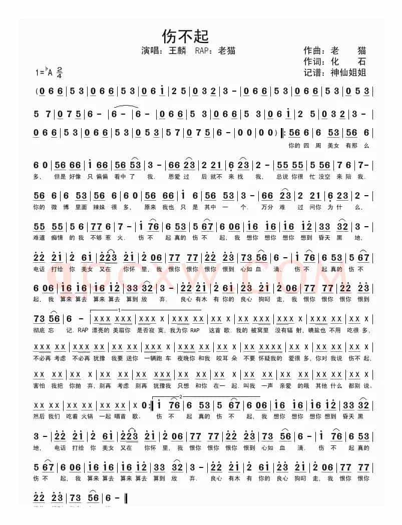 伤不起（老猫词 化石曲）