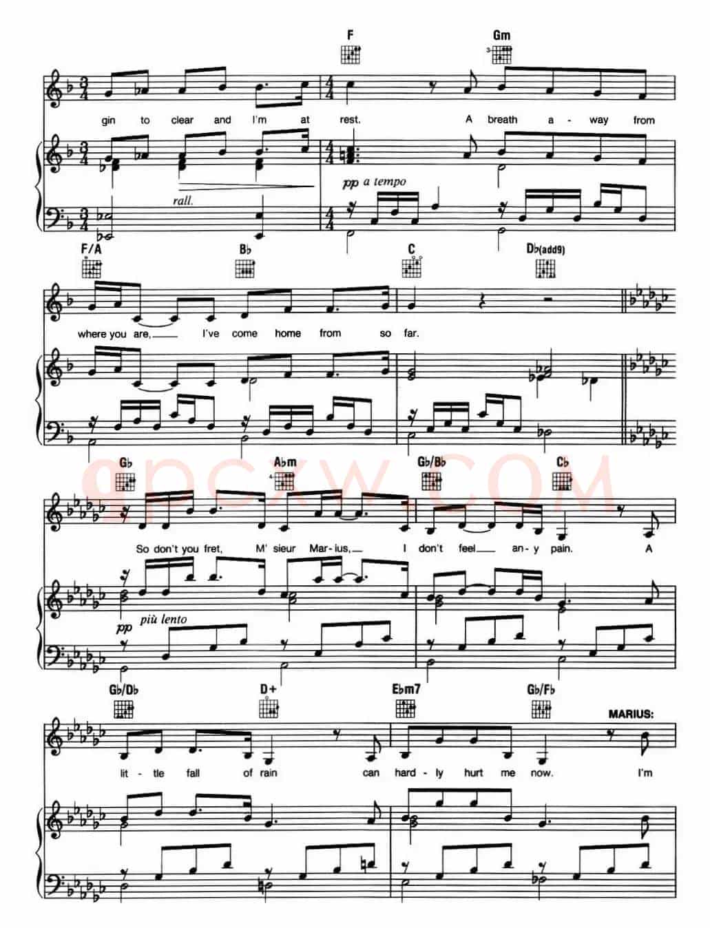 A Little Fall of Rain(音乐剧《悲惨世界》(Les Miserables)选曲、正谱 )