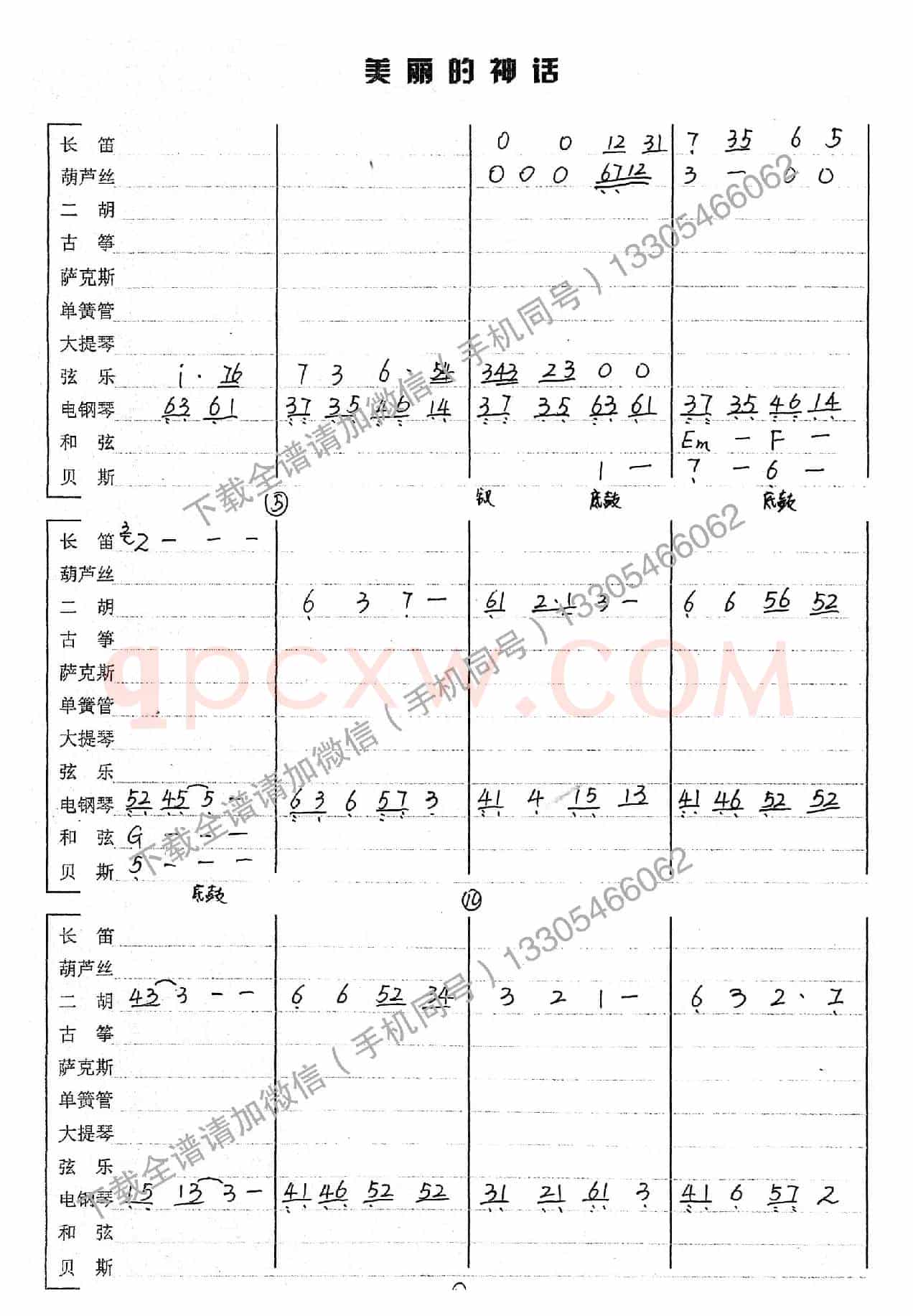 美丽的神话（乐队总谱）