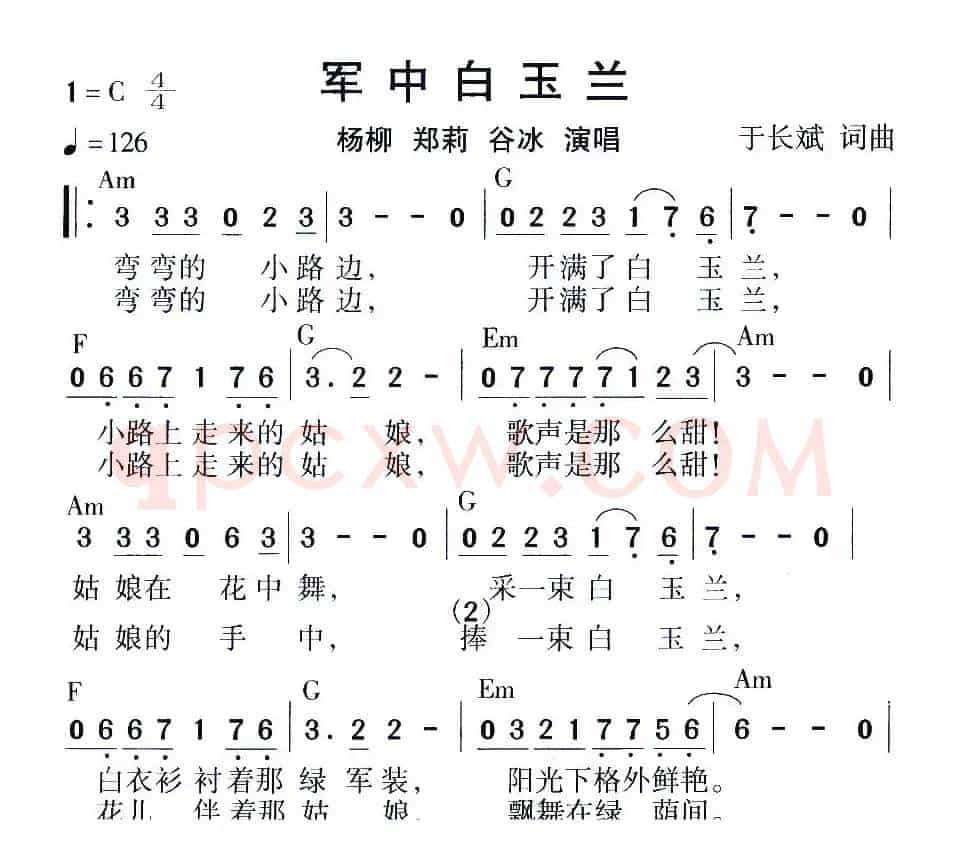 军中白玉兰（于长斌词 于长斌曲）