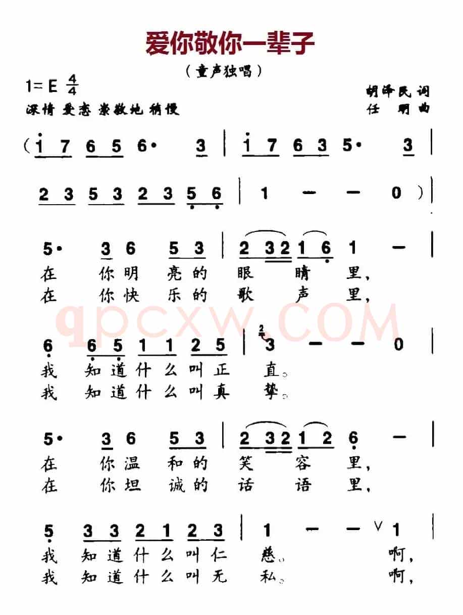 爱你敬你一辈子（胡泽民词 任明曲）