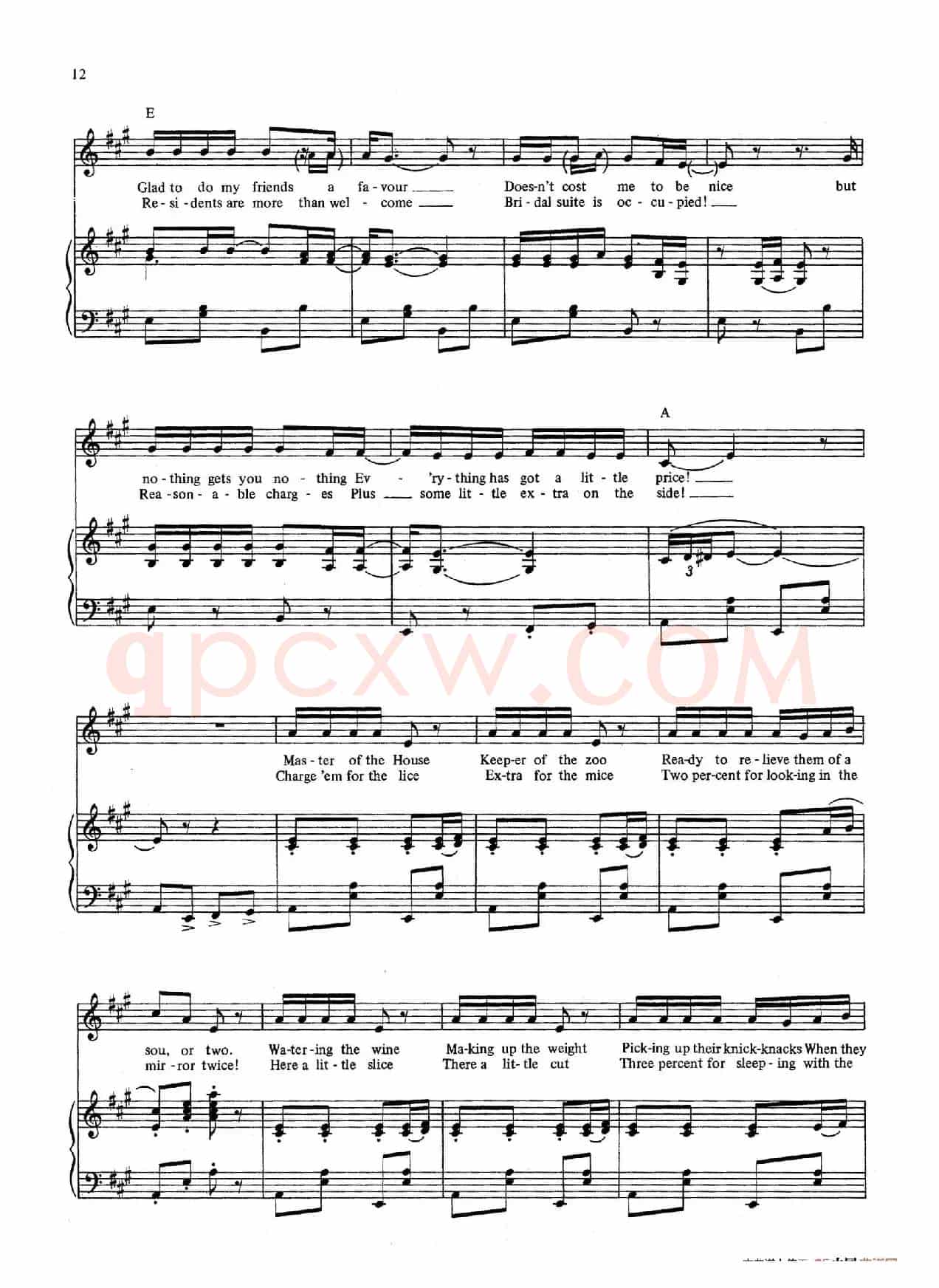 Master of the House (音乐剧《悲惨世界》(Les Miserables)选曲、正谱 )