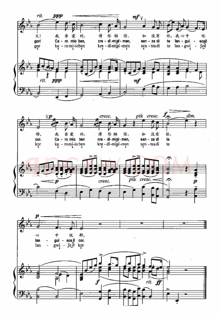 [意]我亲爱的（中外文对照版、正谱）