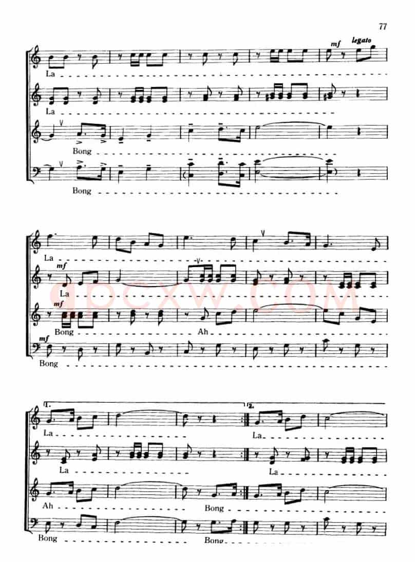 运动员进行曲（无伴奏合唱、五线谱）