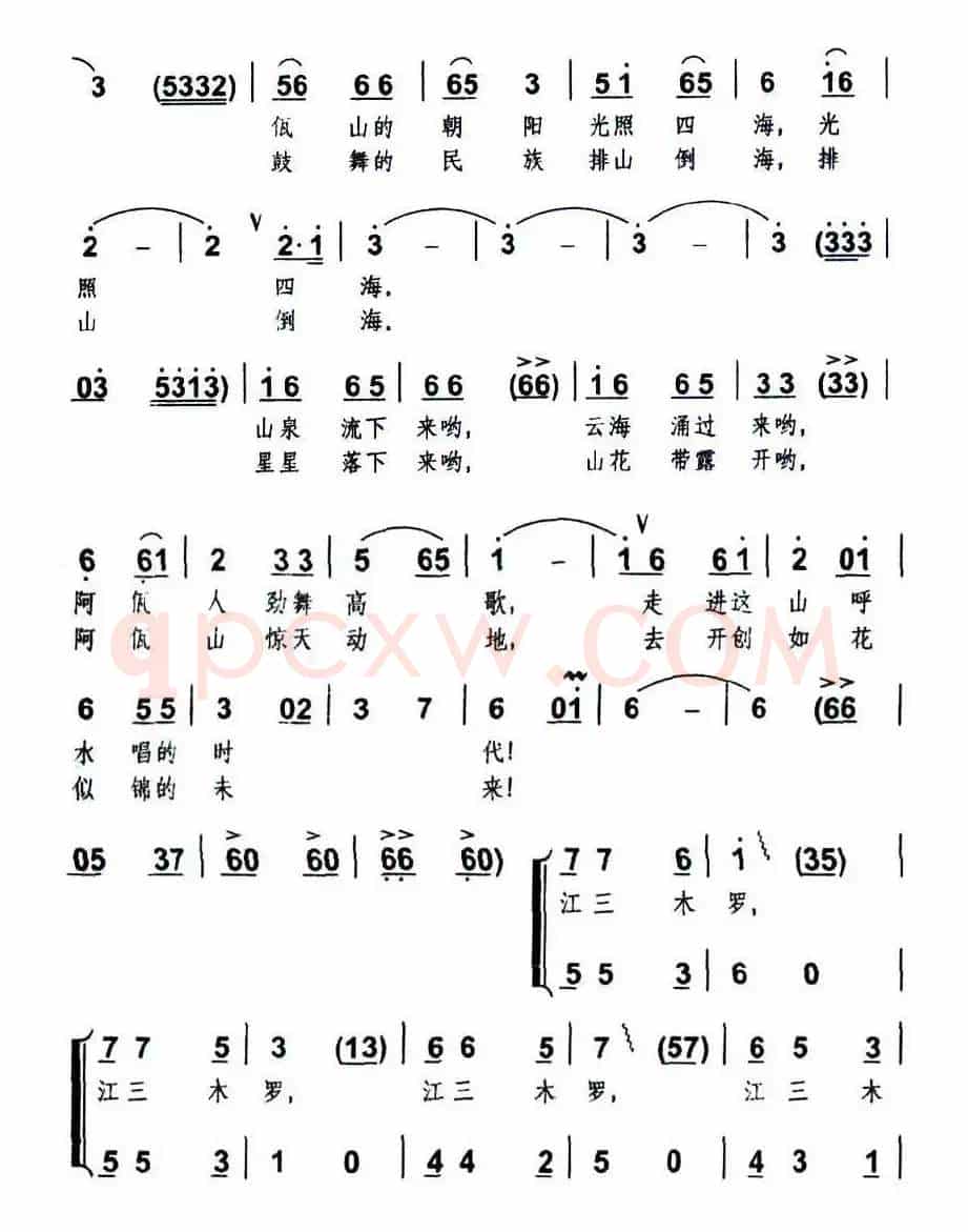 阿佤的木鼓敲起来（金鸿为词 何振京曲）