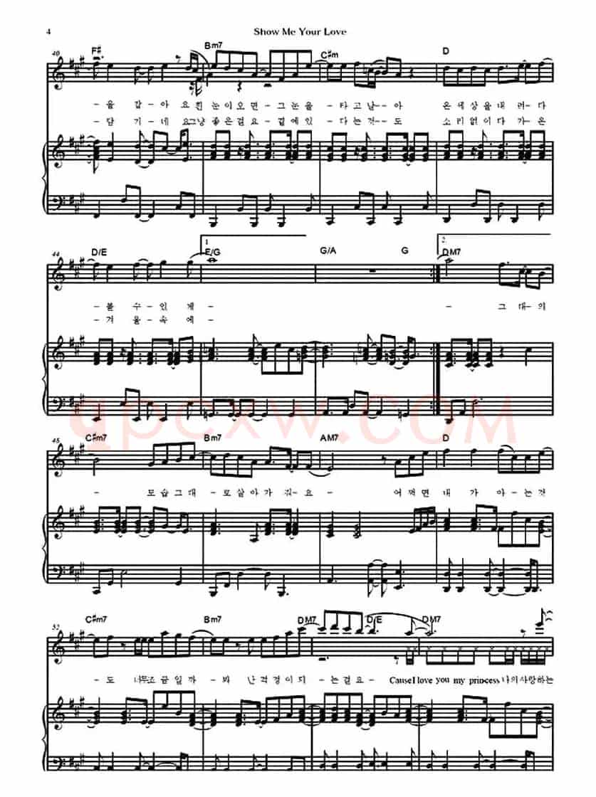 Show me your love（韩文版、正谱）