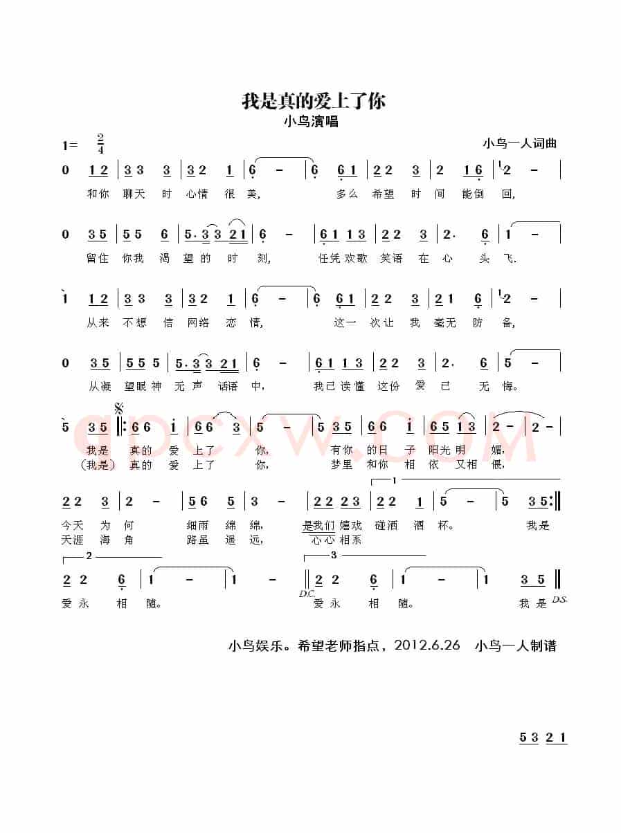 我是真的爱上了你（小鸟一人 词曲）