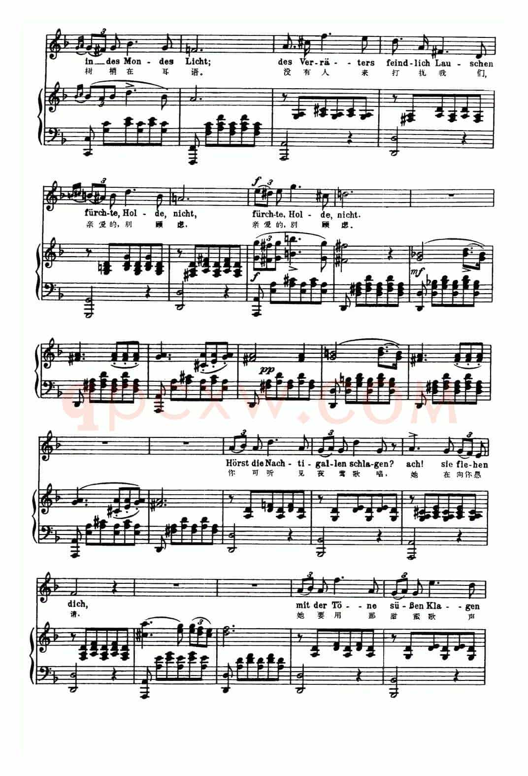 天鹅之歌 4、小夜曲（中外文对照、正谱）
