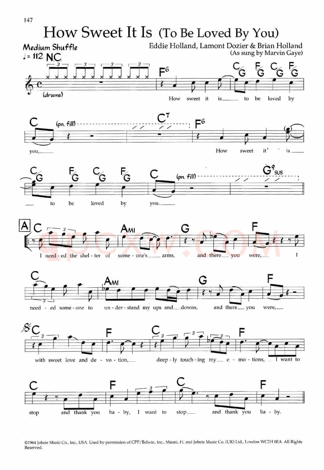 How Sweet It Is（To Be Loved By You ）（带和弦五线谱）